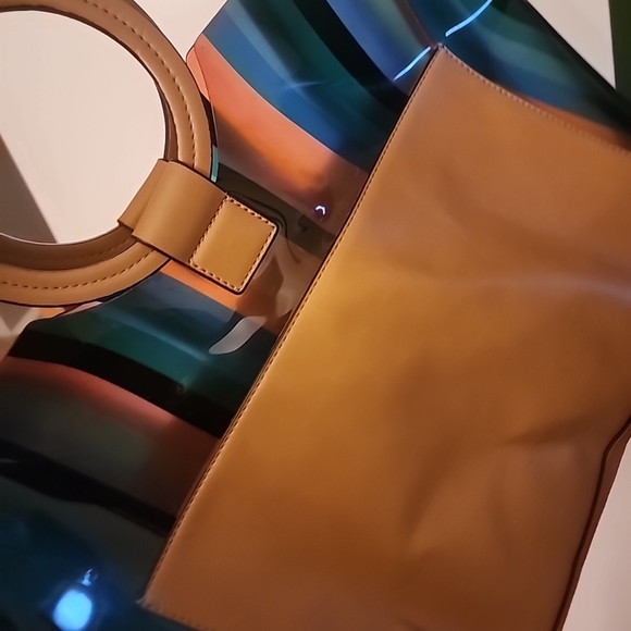 Vince Camuto PVC/ Leather Top Handle Tote Handbag - Picture 10 of 13